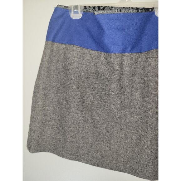 GAP Mini Skirt Women Sz 4 Blue Gray Wool Blend Lined Side Zip - Picture 3 of 9
